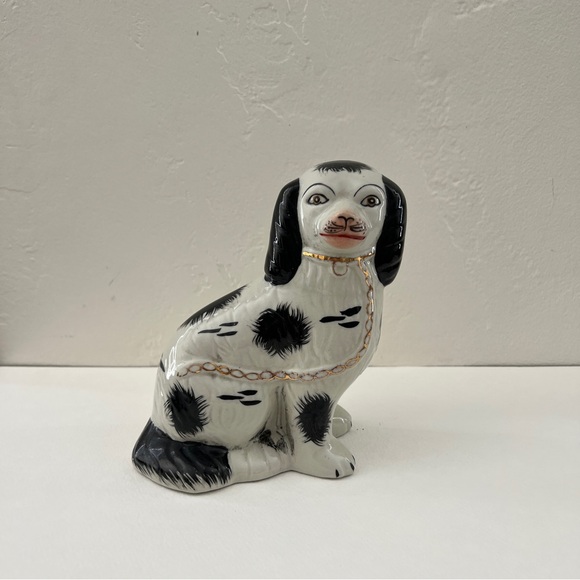 Staffordshire dog Staffordshire Figurine statue black white spaniel porcelain - Picture 5 of 15